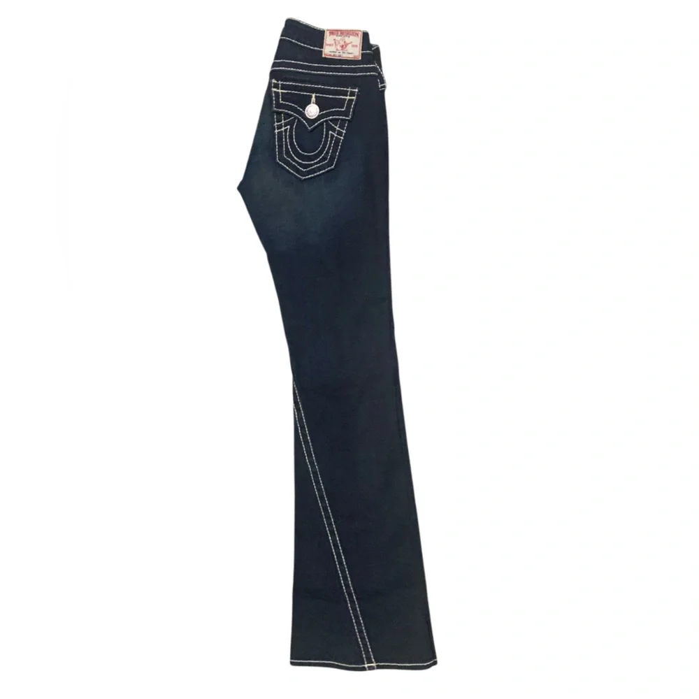 True Religion Women’s Joey Big T Twisted Flare Dark Denim Jeans - Size 25 NWOT - Picture 6 of 12